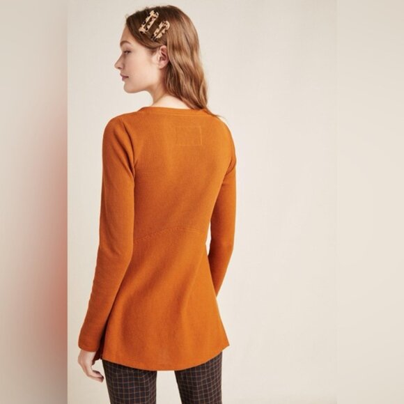 Women's MAEVE Eliza Henley Babydoll Thermal Tunic Gold- Size XS - Picture 2 of 8